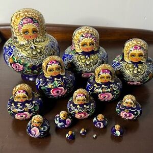 Vintage Russian Nesting Dolls 15 Dolls Signed matryoshka dolls